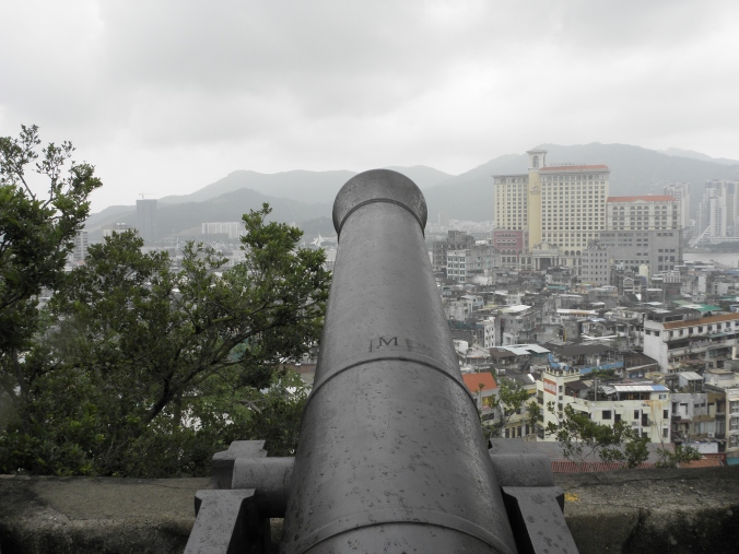 A canon overlooking Macau and across the river mainland China